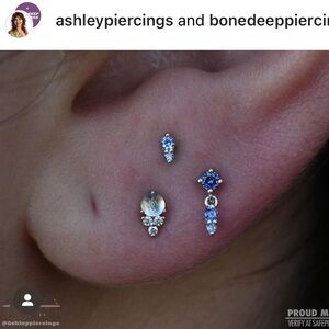 NWOT white gold moonstone cz threadless end by Ember **post included!